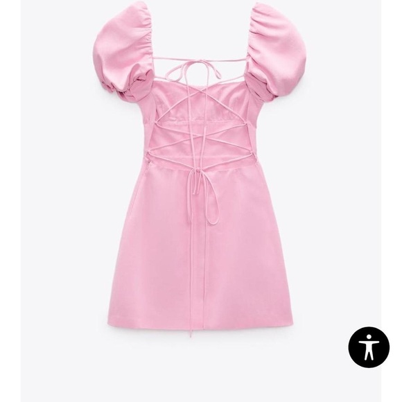 NWT‎ Zara 100% Cotton Pink Milkmaid Mini Dress Blogger Fave Romantic Coquette M - Picture 6 of 15